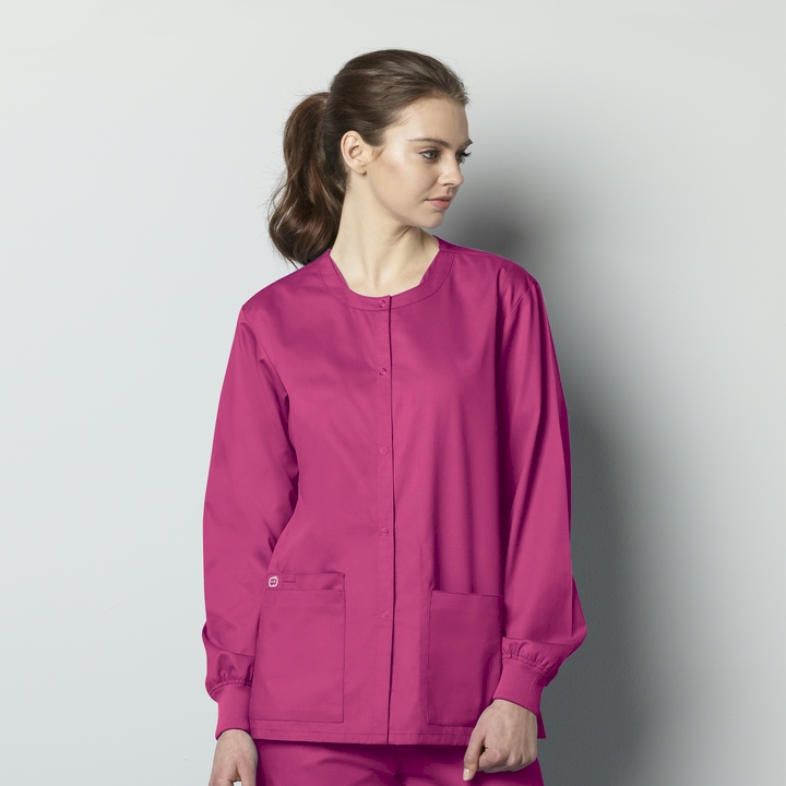 womens Fuchsia long sleeve smocks, pockets, with pockets, long, sleeve, smocks,  smock, teachers, pharmacy, workers, supermarket, artists, childcare, unisex, womens, women’s, coverage, mens, men’s, long sleeve, sleeved, wonderwink, pharmacists, doctors, lab technicians, salon stylists, artists, day care workers, shop, counter workers, lab, counter, womens smocks, counter coats, vests, fame fabrics, fame vests, waitress, waiter, food service, adults, pockets, art, salons, hairdressers, protection, cover up, wonderwork, cheap, low cost, quality, school, daycare, fabric, 2, pocket, snap, front, cotton, snap front, pocket, church, churches, safety, childcare, uniforms, 